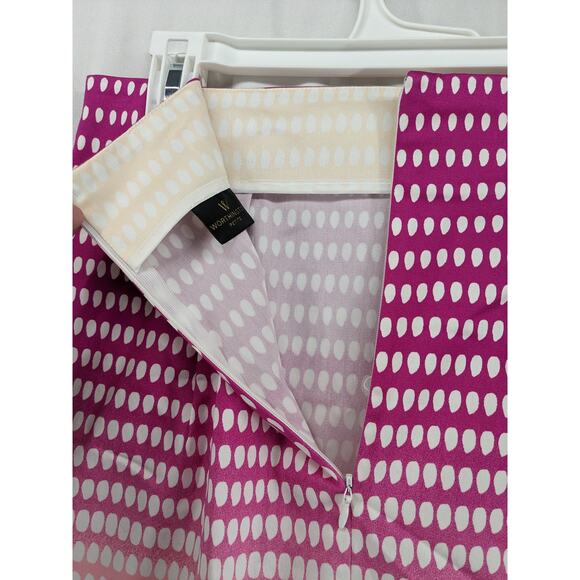 Worthington Dot Print Pencil Skirt 10P Pink White Petite Knee Back Zipper Stripe - Picture 4 of 11